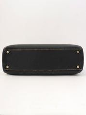 2001年頃製 キャビアスキンワイルドステッチCCマークプレートハンドバッグ ブラック