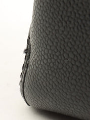 2001年頃製 キャビアスキンワイルドステッチCCマークプレートハンドバッグ ブラック