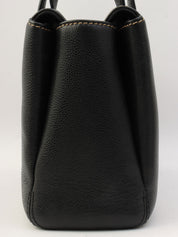 2001年頃製 キャビアスキンワイルドステッチCCマークプレートハンドバッグ ブラック