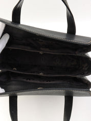 2001年頃製 キャビアスキンワイルドステッチCCマークプレートハンドバッグ ブラック