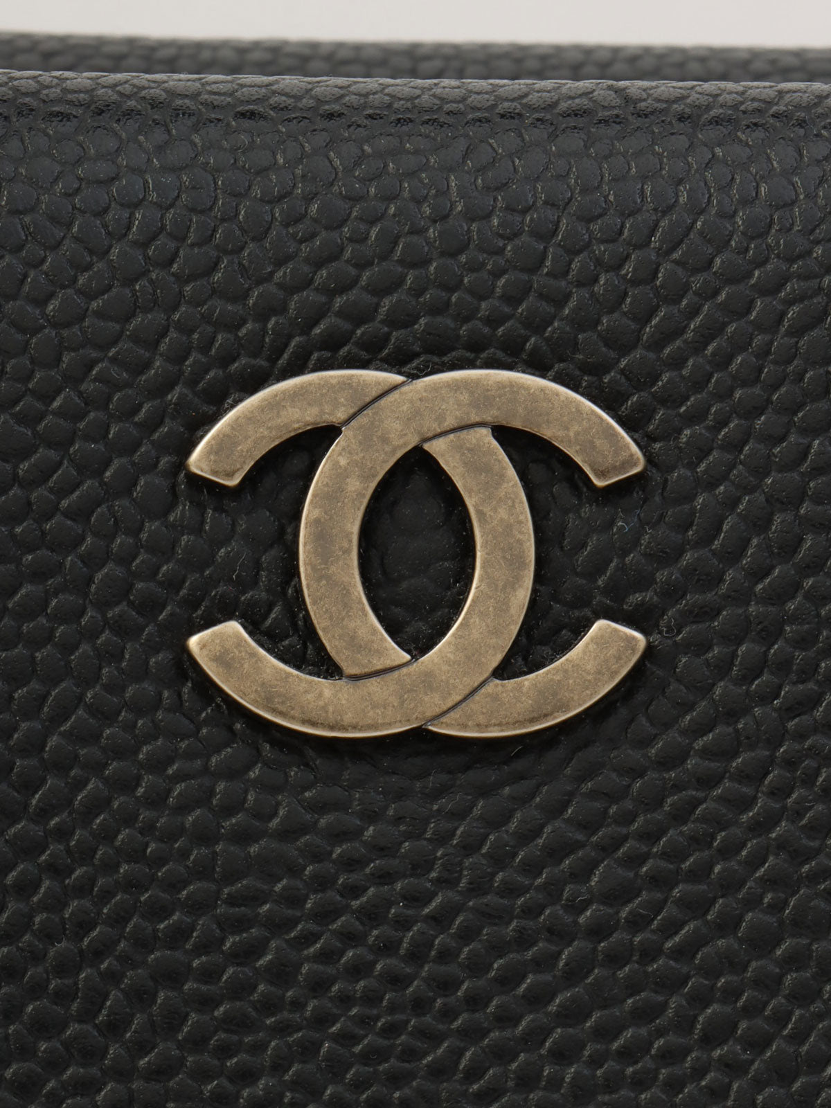 2001年頃製 キャビアスキンワイルドステッチCCマークプレートハンドバッグ ブラック