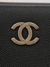 2001年頃製 キャビアスキンワイルドステッチCCマークプレートハンドバッグ ブラック