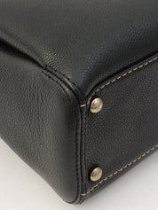 2001年頃製 キャビアスキンワイルドステッチCCマークプレートハンドバッグ ブラック