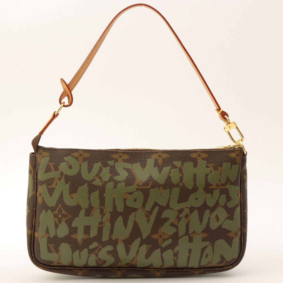 2001年款 帆布 Monogram Graffiti Pochette Accessoires 手拿包 棕色/卡其色