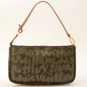 2001年款 帆布 Monogram Graffiti Pochette Accessoires 手拿包 棕色/卡其色