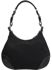 黑色尼龙logo铭牌单肩包