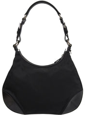 Nylon logo plate shoulder bag in black