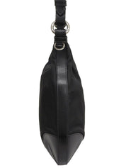 黑色尼龙logo铭牌单肩包