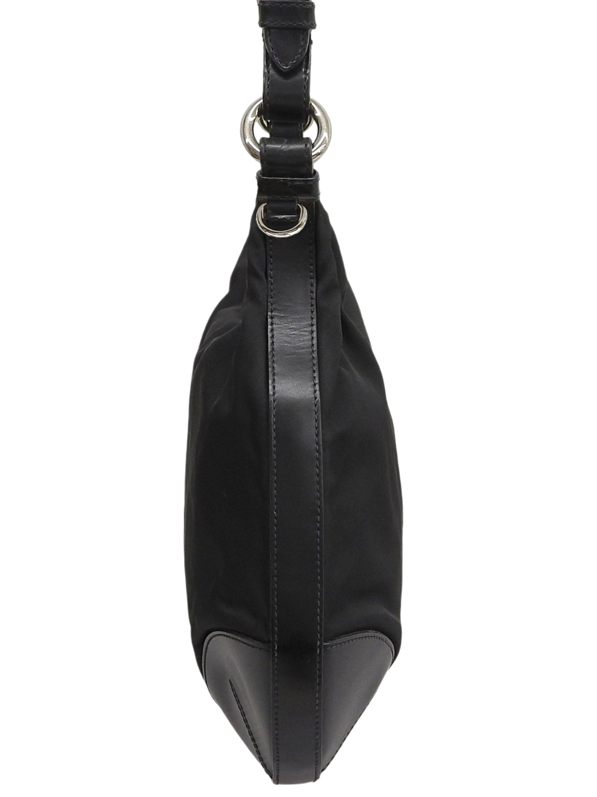 Nylon logo plate shoulder bag in black