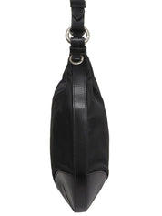 Nylon logo plate shoulder bag in black