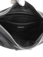 Nylon logo plate shoulder bag in black