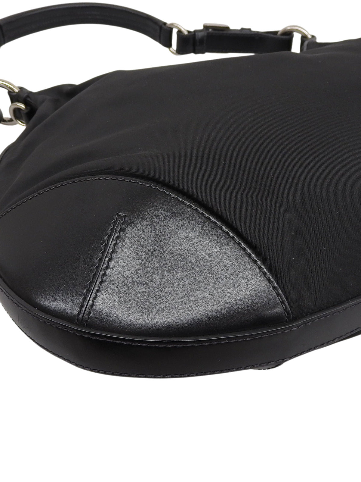 Nylon logo plate shoulder bag in black