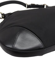 Nylon logo plate shoulder bag in black