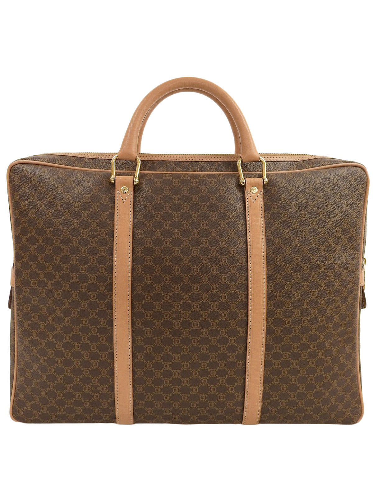 マカダムパターンロゴエンボスブリーフケース ブラウン