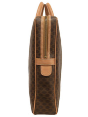 マカダムパターンロゴエンボスブリーフケース ブラウン