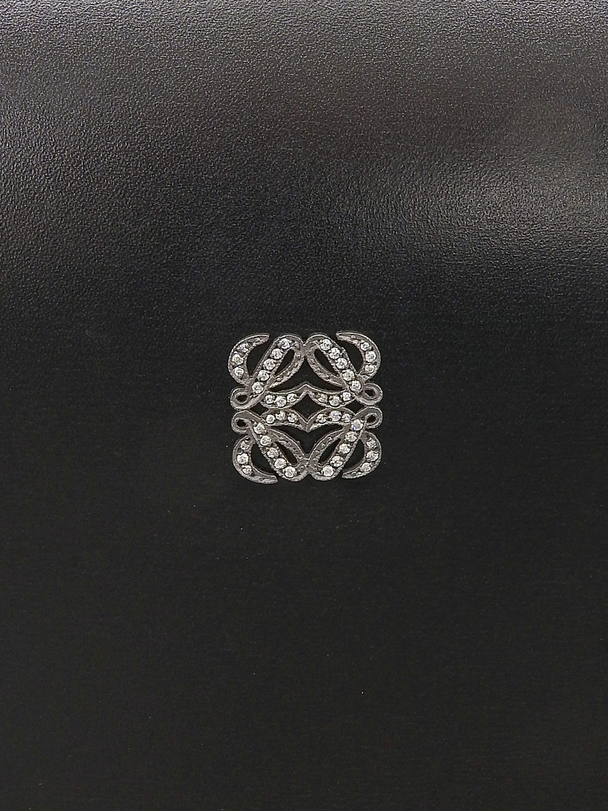 ラインストーンアナグラムプレートハンドバッグ ブラック