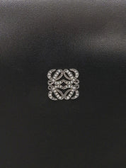 ラインストーンアナグラムプレートハンドバッグ ブラック