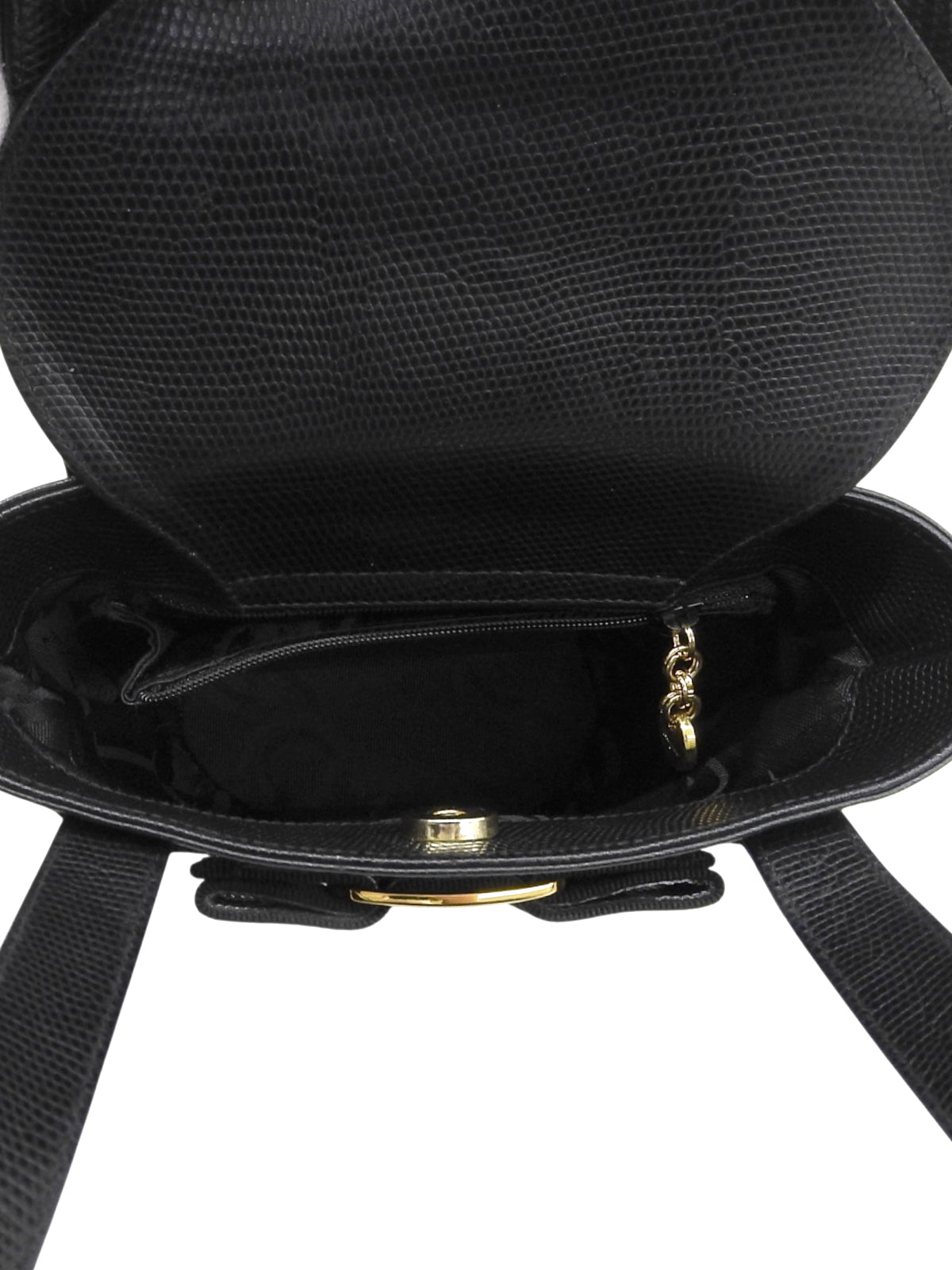 リザードヴァラリボンハンドバッグ ブラック