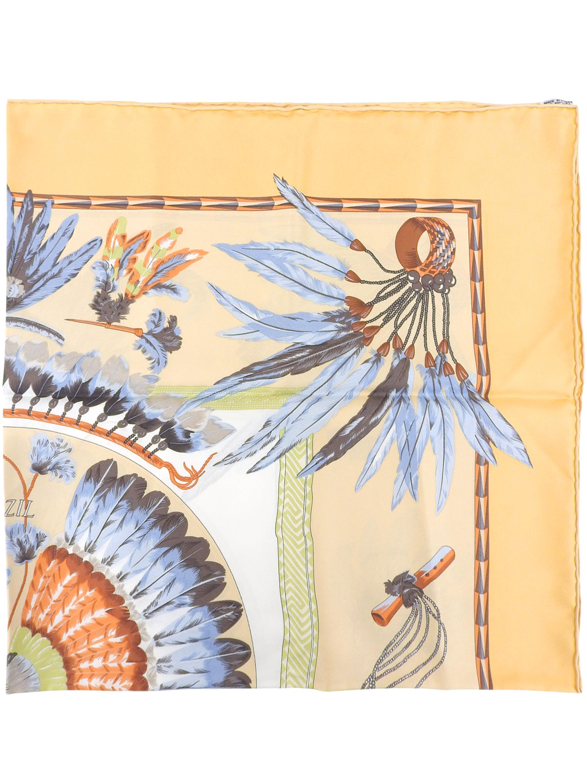 Carré 90 Brazil Pattern Design Scarf Beige