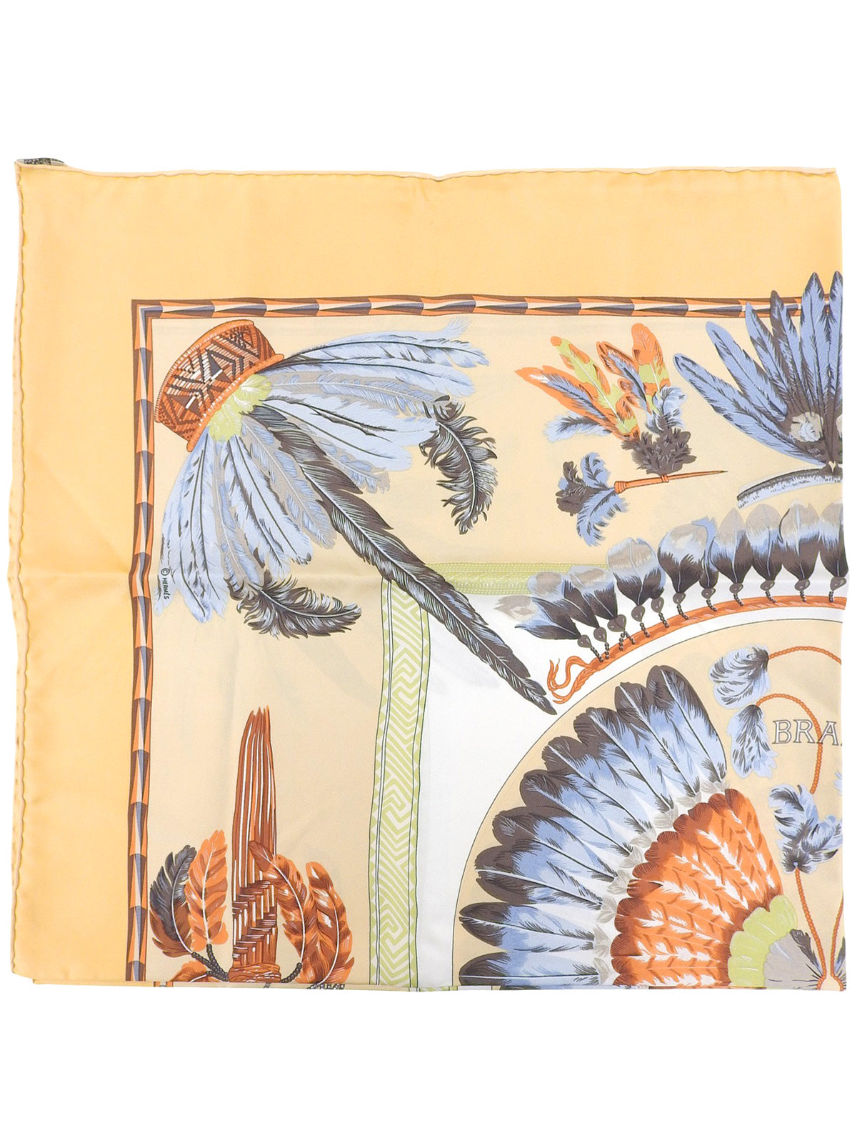 Carré 90 Brazil Pattern Design Scarf Beige