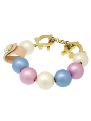 Gancini Plate Pearl Bracelet Multi