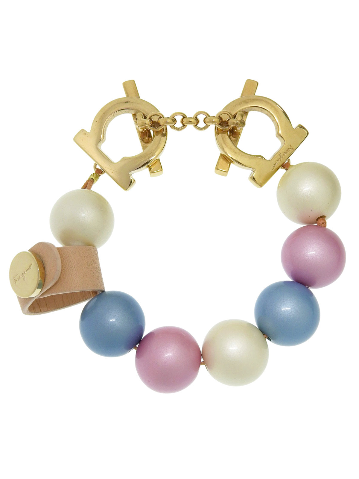 Gancini Plate Pearl Bracelet Multi