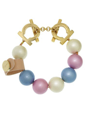 Gancini Plate Pearl Bracelet Multi