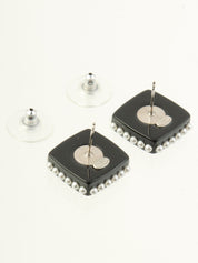 2015年製 スクエアパールCCマークピアス ブラック