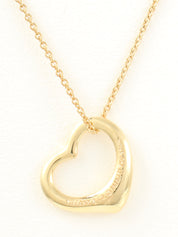 18K Gold Open Heart Necklace