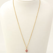18K Ruby and Diamond Flower Motif Necklace Gold