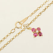 18K Ruby and Diamond Flower Motif Necklace Gold