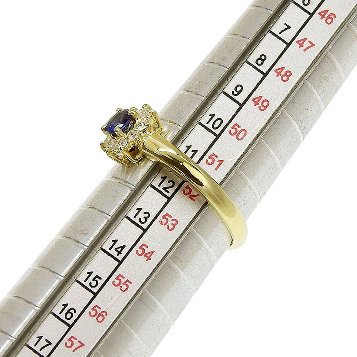18K蓝宝石钻石花卉戒指 #51 黄金