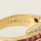 18K Ruby Diamond Designer Ring #53 Gold/Red