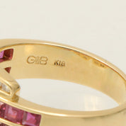 18K Ruby Diamond Designer Ring #53 Gold/Red