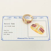 18K Ruby Diamond Designer Ring #53 Gold/Red