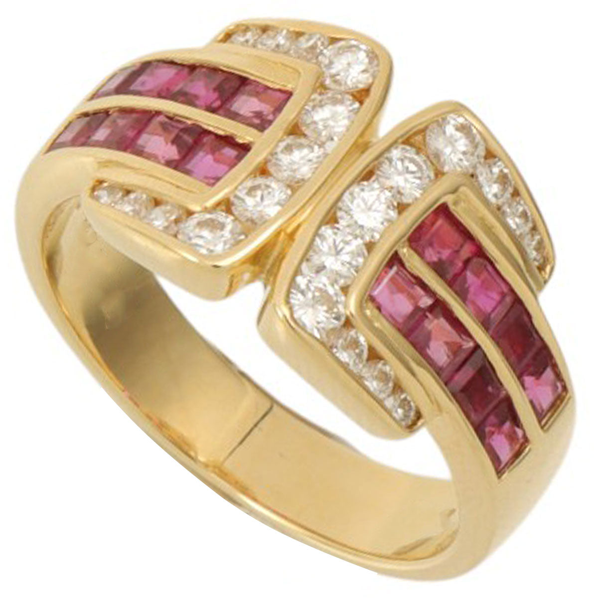 18K Ruby Diamond Designer Ring #53 Gold/Red