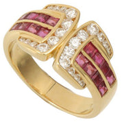 18K Ruby Diamond Designer Ring #53 Gold/Red