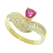 18K Ruby Diamond Designer Ring #54 Gold/Cherry Red