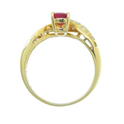 18K Ruby Diamond Designer Ring #54 Gold/Cherry Red