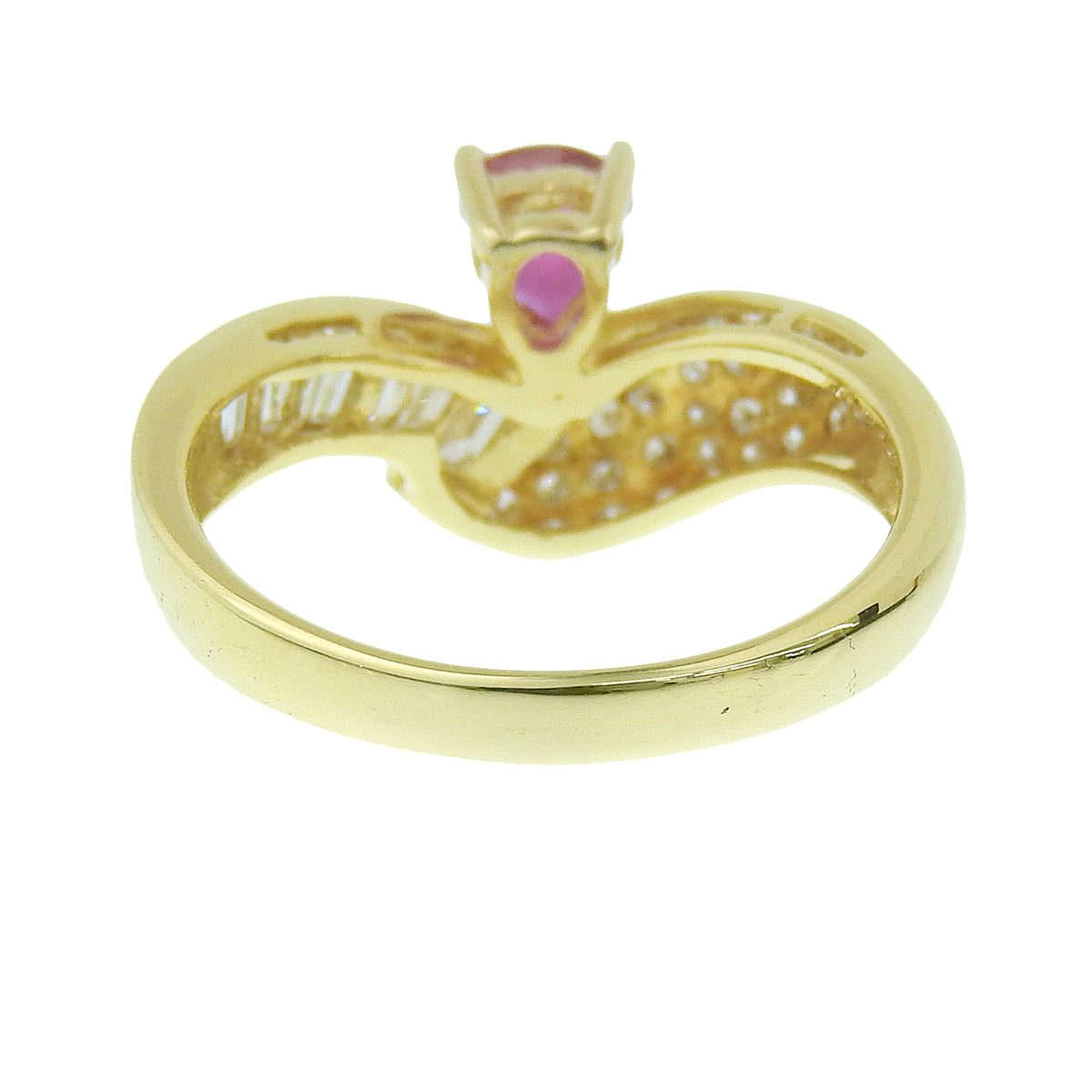 18K Ruby Diamond Designer Ring #54 Gold/Cherry Red