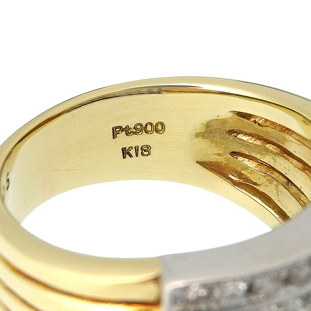 18K Platinum Five-Row Diamond Ring, Gold, #51.5