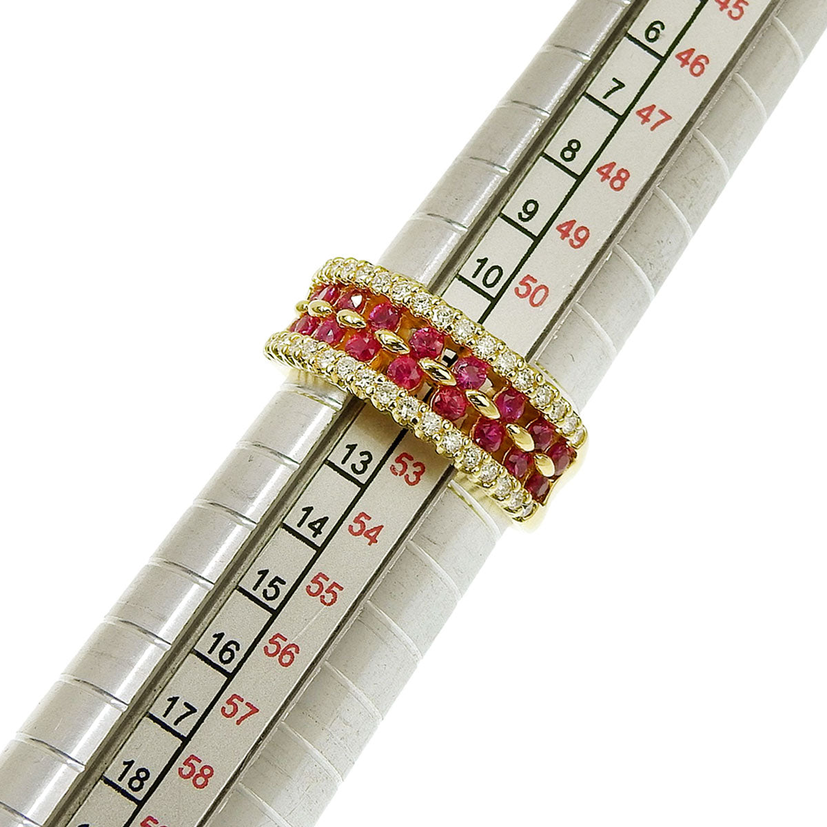 18K Ruby Diamond Design Ring #52 Gold