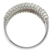 18K Ruby Diamond Designer Ring #55.5 Silver/Cherry Red