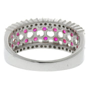 18K Ruby Diamond Designer Ring #55.5 Silver/Cherry Red