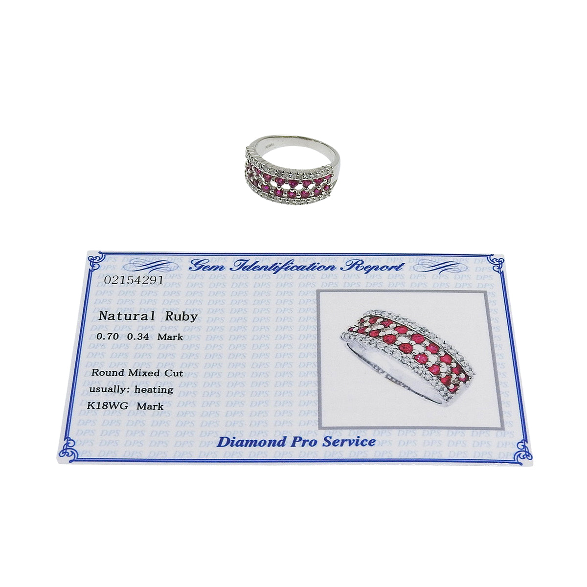18K Ruby Diamond Designer Ring #55.5 Silver/Cherry Red