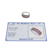 18K Ruby Diamond Designer Ring #55.5 Silver/Cherry Red