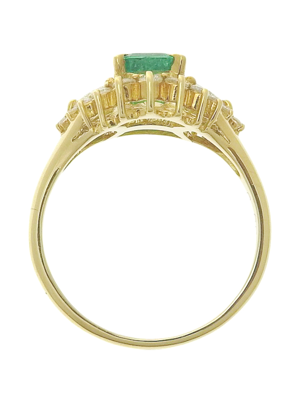 18K Emerald and Diamond Ring #51, Gold/Green