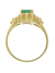 18K Emerald and Diamond Ring #51, Gold/Green