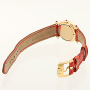 12Pダイヤモンドラウンドフェイスウォッチ 23mm クオーツ ゴールド/レッド