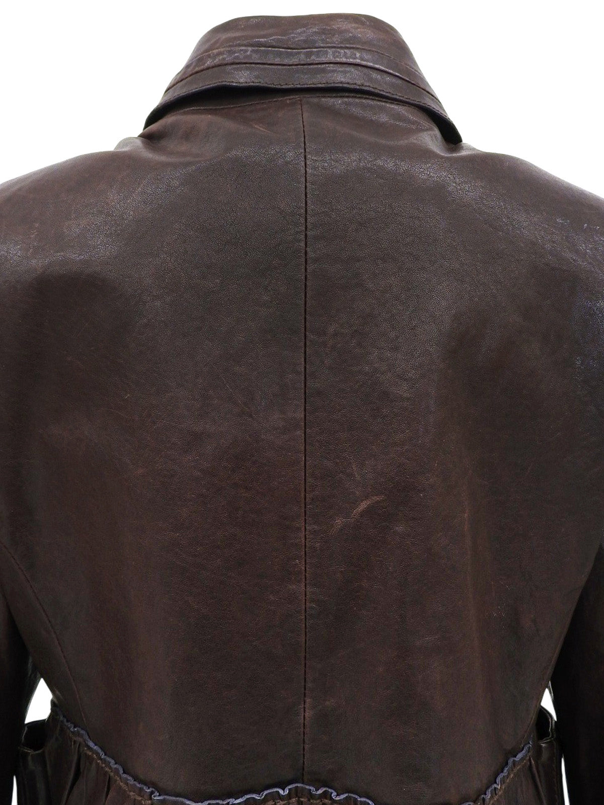 レザーロゴボタンジャケット ダークブラウン